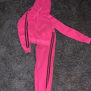 Matching hot pink sweat suit
